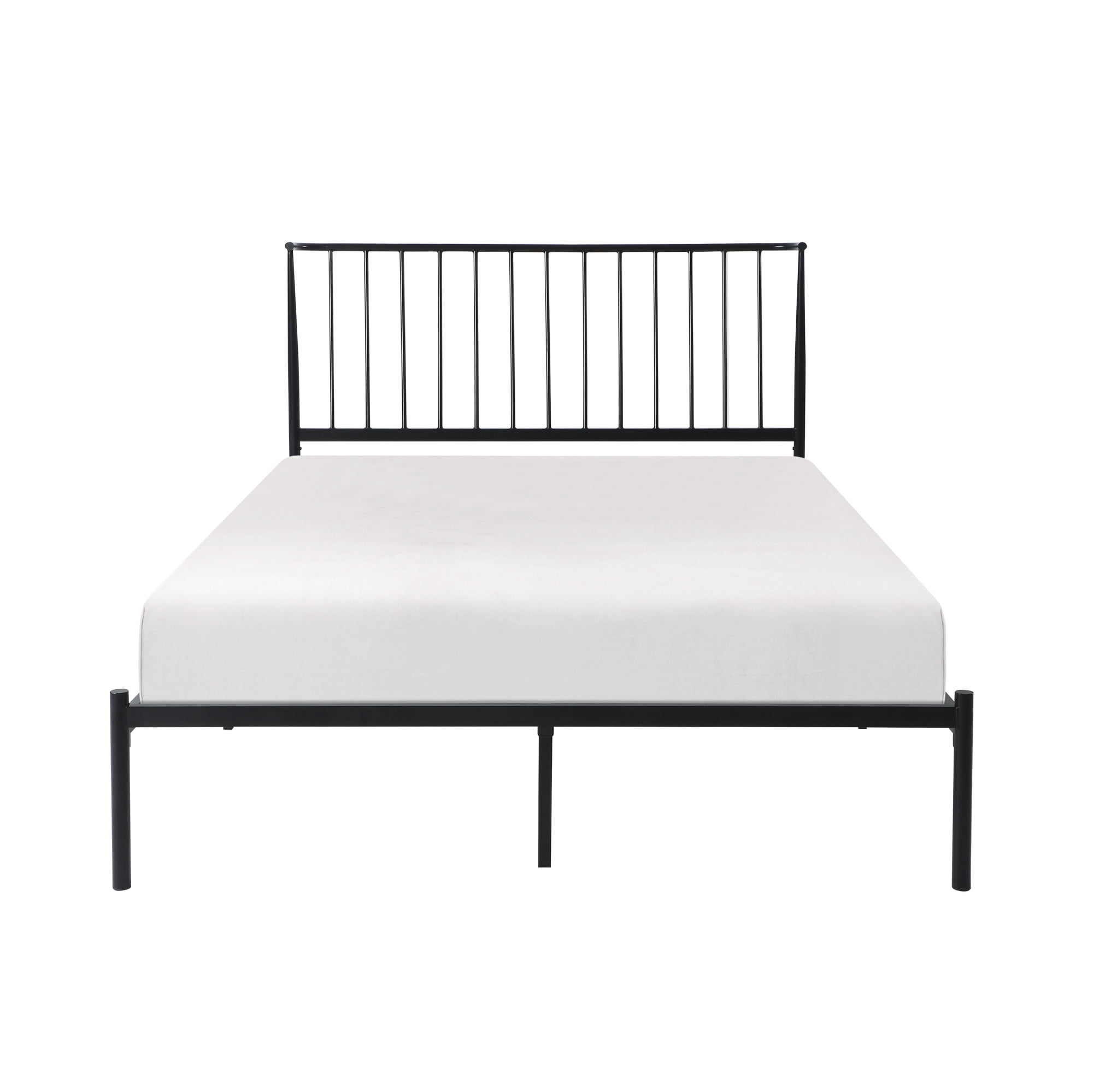 Weston Home Belisse Metal Platform Full Bed with Curved Metal Headboard, Black