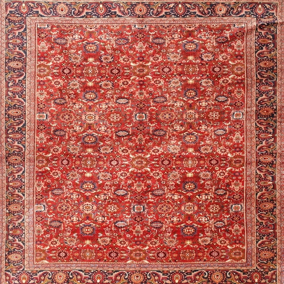 Ahgly Company Machine Washable Indoor Square Traditional Sunrise Orange Area Rugs, 3' Square
