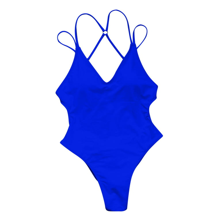 Finelylove Sexy Swimsuit For Women Padded Sport Bra Style Bikini Blue M 