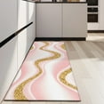 thumbnail image 4 of Pink Marble Gold Wave Pattern Kitchen Rug Mat,Kitchen Runner Rugs Non Skid Washable,Decorative Kitchen Floor Mats for Kitchen,Sink,Laundry,17"X47", 4 of 5