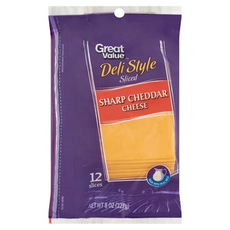 Great Value Deli Style Sharp Cheddar Cheese, 12 count, 8 oz