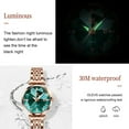thumbnail image 6 of OLEVS Women Watch Fashion Rose Gold Diamond Analog Quartz Female Watch for Women Luxury Dress Ladies Stainless Steel Luminous Waterproof Date Wrist Watches Green Dial, 6 of 9