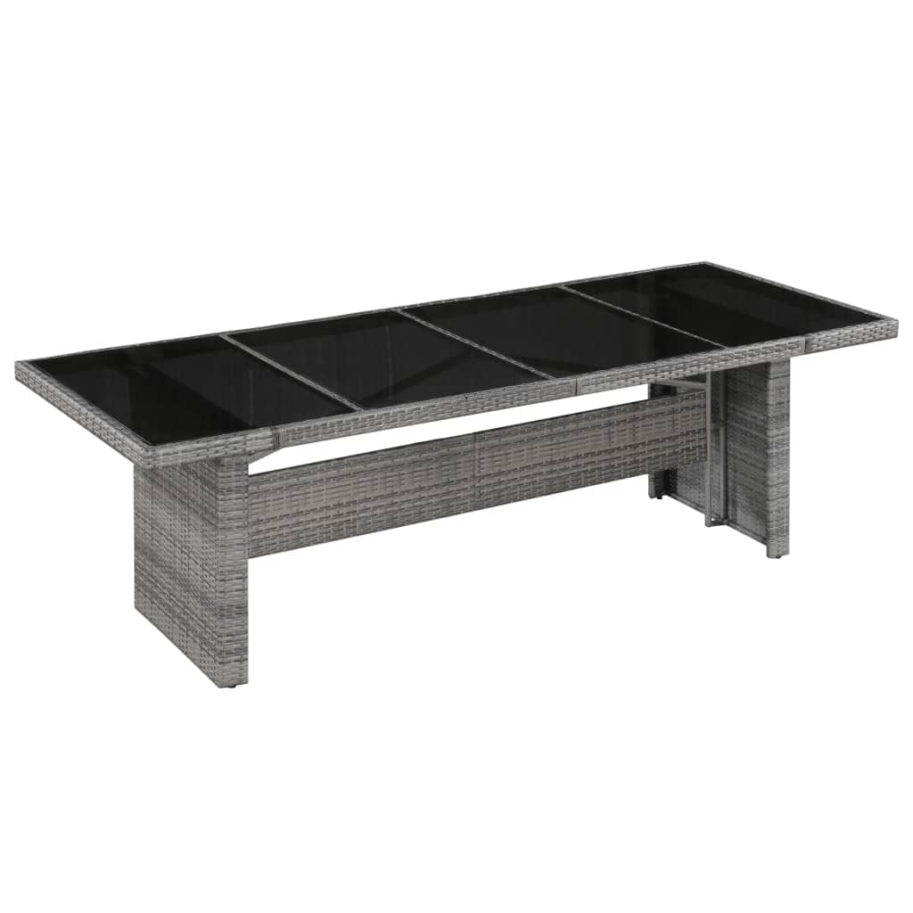 Kepooman Outdoor Patio Rattan Rectangle Dining Table for Poly Garden, 94.5" x 35.4" x 29.1", Grey Kepooman Outdoor Patio Rattan Rectangle Dining Table for Poly Garden, 94.5" x 35.4" x 29.1", Grey