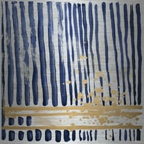 Parvez Taj "Blue Verticals" Painting Print on Brushed Aluminum