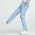 thumbnail image 5 of Mens Dress Pants Slim Fit Cotton Dreeey Pants for Men Stretch Ankle-Length Dress Pants Skinny Suit Pants Cropped Trousers for Men, Light Blue (5X-Large), 5 of 6