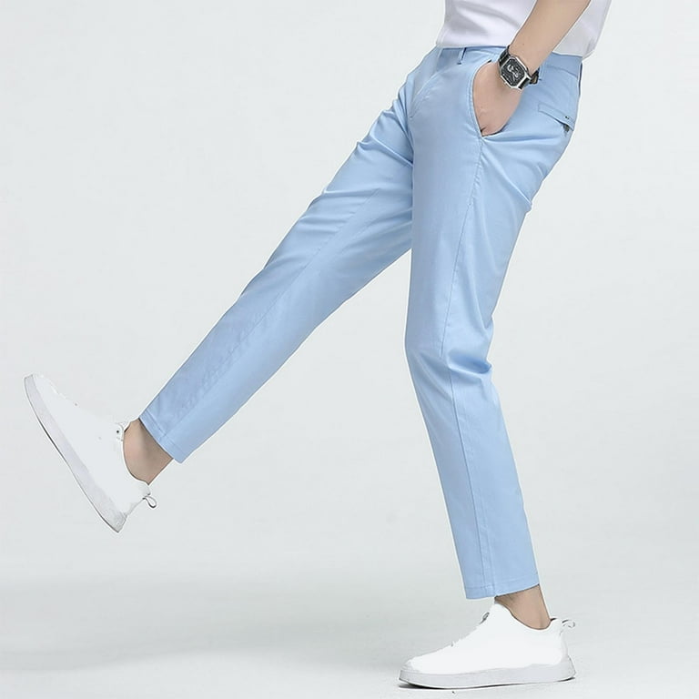 Mens Dress Pants Slim Fit Cotton Dreeey Pants for Men Stretch Ankle-Length Dress  Pants Skinny Suit Pants Cropped Trousers for Men, Light Blue (4X-Large) -  Walmart.com