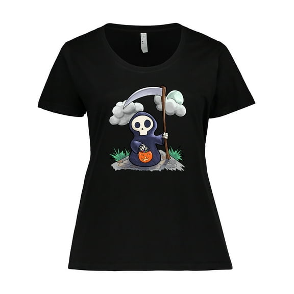 Inktastic Halloween Trick or Treating Cute Grim Reaper Women's Plus Size T-Shirt