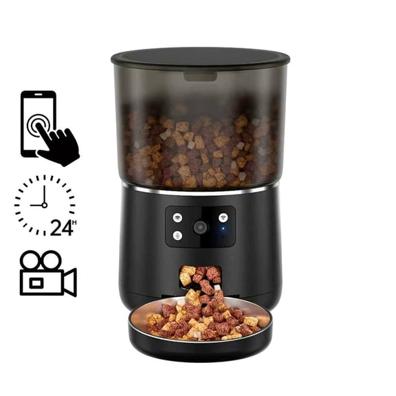 SUKVPSI Pet Feeder with Camera, Scheduled Automatic Pet Feeding Machine, Smart App Remote Monitoring, 4L Large Capacity Dog&Cat Food Dispenser,For Kibble Size: 3-8mm in Diameter