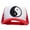 White Red, variant on Yin Yang Black and White Patched 5 Panel High Profile Poly Cotton Twill Mesh Trucker Cap - White Navy OSFM