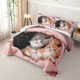 thumbnail image 3 of Manfei Cute Kitten Twin Quilt Set, Pet Animal Twin Coverlet Set, Pink, 2pcs, 1 Bedspread and 1 Pillowcase, 3 of 7