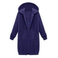 thumbnail image 6 of Womens Cotton Long Hoodie Jacket with Pockets Comfy Loose Fall Casual Drawstring Hooded Sweatshirt Coat Mid-length (2XL, Purple), 6 of 7