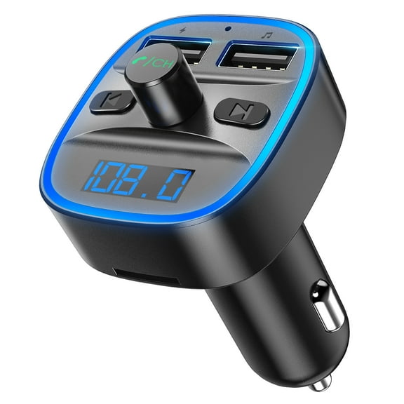 ORIA Bluetooth V5.0 FM Transmitter for Car, 7 RGB Color LED Backlit Radio Transmitter