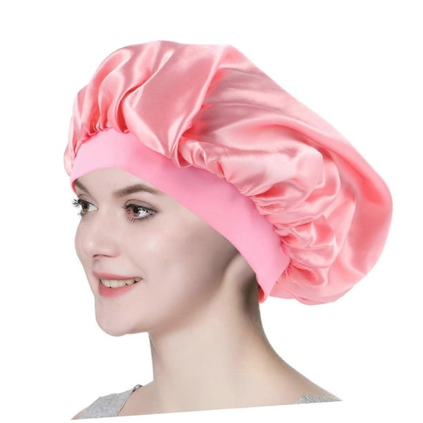 Gorro de satén para dormir para mujer, gorro protector para el cabello con ajuste elástico para dormir y cabello largo.