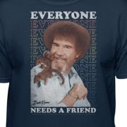 Teelocity Bob Ross Everyone Needs a Friend Navy Short Sleeve Graphic Tee