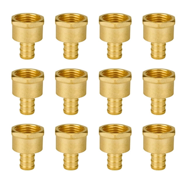 SUNGATOR 12-Pack PEX 1/2" x 1/2" NPT Female Threaded Adapter Crimp Fitting, Lead Free Brass