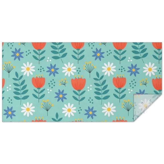 Pioneer Flower Floral Print Pattern Rectangle Tablecloth 60"x120", Waterproof Polyester Table Cloth, Wipeable Spillproof for Dining Camping Indoor Outdoor