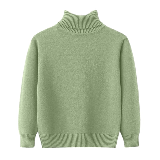 WUANDIXFA Baby Infant Knit Sweater Childrens High Neck Pullover Sweater with Solid Color Base Knit Sweater for Both Boys and Girls Light Green,2-3 Years