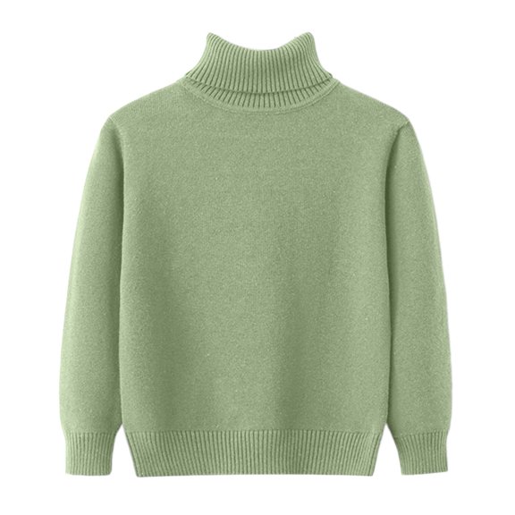 Staki Boys Casual Pullover Sweaters Kids Chunky Turtleneck Waffle Knit Jumper Tops(Light Green,4-5 Years)