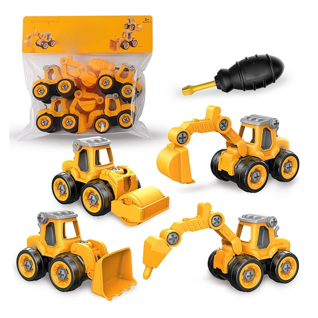 Juego de vehículos de juguete de simulación para niños, juegos de vehículos de construcción para niños pequeños, juguetes de vehículos de construcción para ensamblar