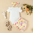 thumbnail image 6 of Paguaki Girl Newborn Infant Girls Summer Outfit Cartoon Print Short Sleeve Top Shorts Happy Birthday Baby Clothes Headband 3-Piece Set, 6 of 6