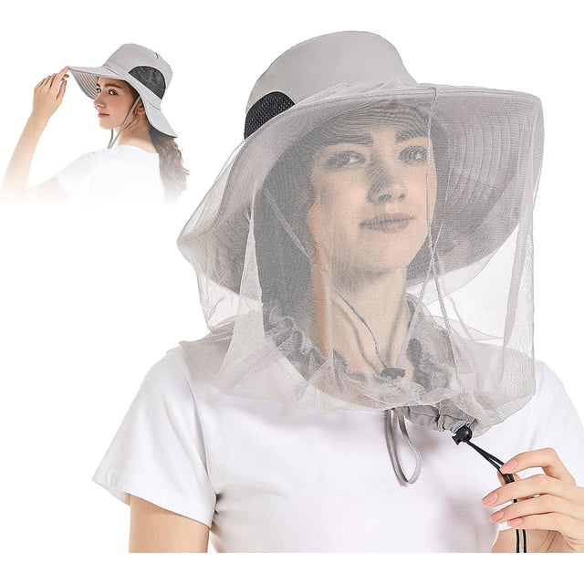 Mosquito Net Hat - Bug Cap Upf 50+ Protección solar con red oculta al aire libre para mujeres y hombres