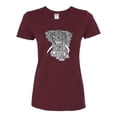 thumbnail image 2 of Black and White Mosaic Retro Mandala Elephant Animal Lover Womens Graphic T-Shirt, Maroon, Medium, 2 of 4