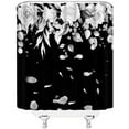 thumbnail image 3 of Black Floral Shower Curtain Vintage Flower Retro Bloosom Rose Peony White Gray Leaves Rustic Plant Chic Unique Woman Fabric Home Bathroom Decor Set with Hooks（36" WX70 H）, 3 of 3