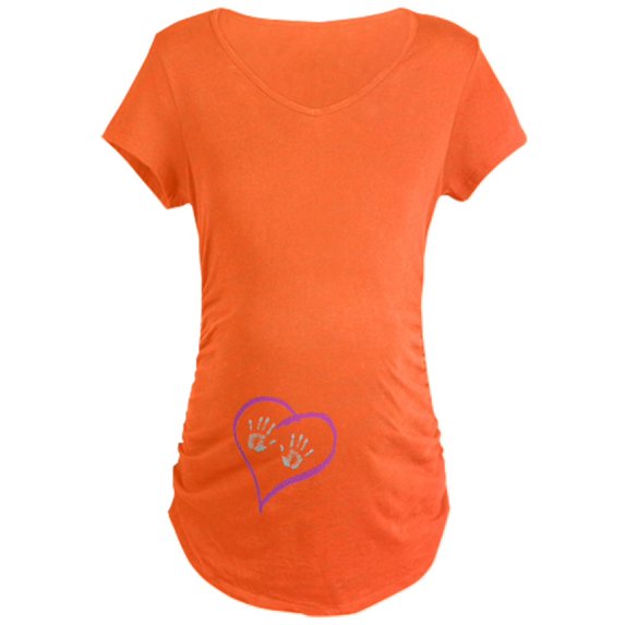 CafePress - Baby Girl Handprint Maternity T Shirt - Maternity Dark T-Shirt