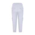 thumbnail image 3 of Capri Pants for Women Plus Size Side Pockets Cargo Pants Elastic Drawstring Casual Cropped Pants, 3 of 7