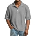 thumbnail image 2 of Qwertyu Short Sleeve Waffle Shirt Men Relaxed Fit Button Down Polo Shirts Collared Lightweight Big and Tall Golf Shirts Gray XL, 2 of 8