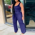 thumbnail image 3 of Aayomet Women Jumpsuits Women's Casual Sleeveless Stitching Jumpsuit Wide-leg Summer Fashion Women's Jumpsuit,Navy XL, 3 of 4