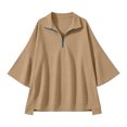 thumbnail image 7 of Guluxicc Women's Quarter Zip Sweatshirts Stand Collar 3/4 Sleeve Casual Loose Pullover Sweatshirts for Everyday Spring Fall Tops, 7 of 7