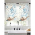 thumbnail image 2 of Cat Bird Sheer Curtains 2 Panels Set Dreamy Cloud Rail Orbiting Trains Moon Yellow Sheer Window Curtains Light Filtering Rod Pocket Voile Drapes for Bedroom Living Room 52"x45", 2 of 9