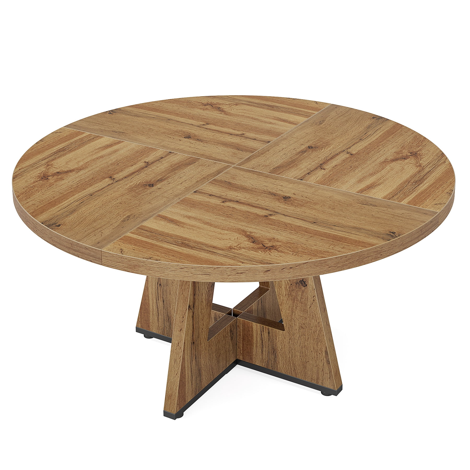 MAYEERTY 47 Inch Rustic Round Dining Table, 4-Person Farmhouse Table for Home Dining & Living Room