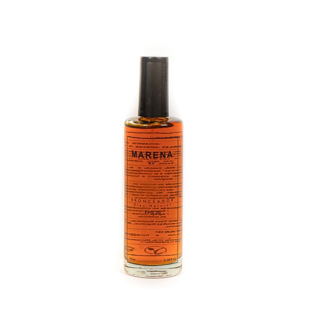 Bronceador Orgánico TRADICIONAL Marena MX | Bronceador multiusos 100% Biodegradable, Reef Safe, Vegano y Cruelty Free | Factor de Protección Solar (FPS) 20 | Envase de vidrio rec