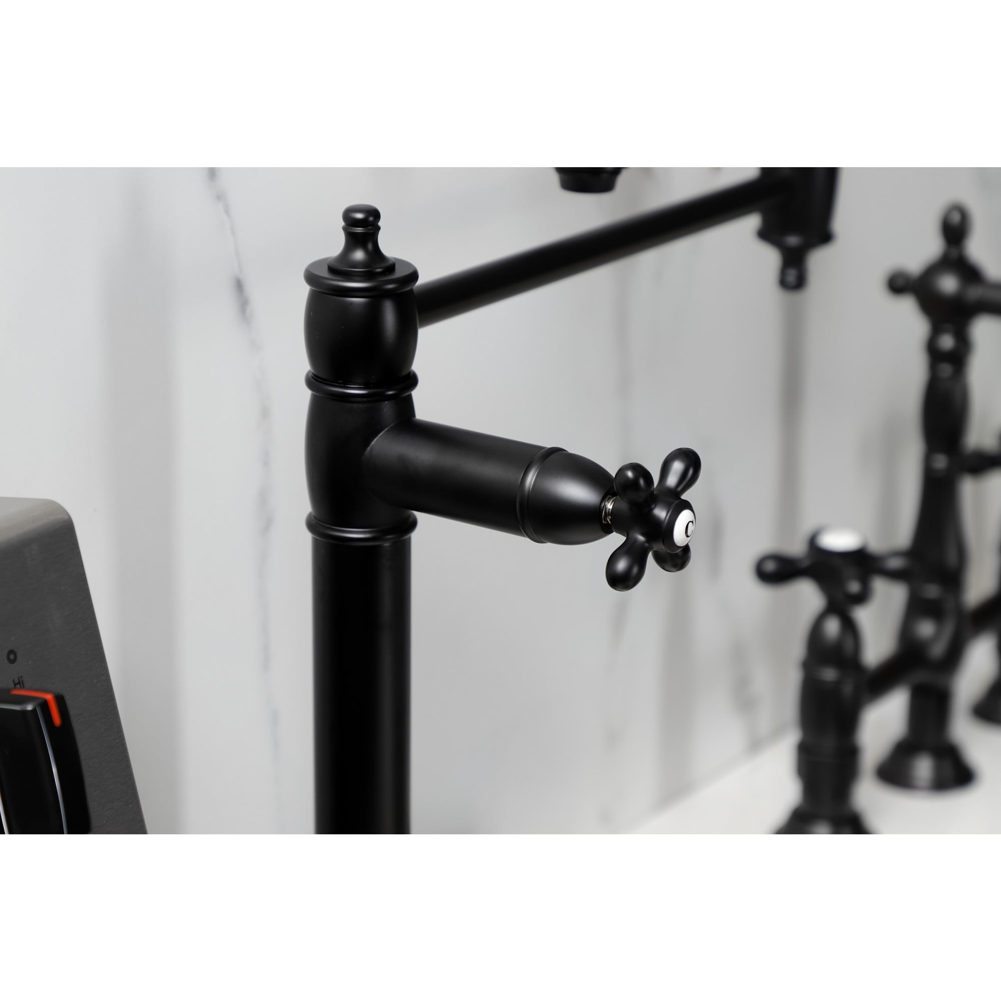 Kingston Brass KS3700AX Restoration Deck Mount Pot Filler Faucet, Matte Black