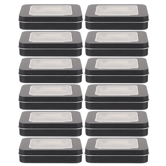 FRCOLOR Tinplate Box 12Pcs USB Flash Drive Storage Window Boxes Tinplate Storage Case Organizer,4.02"X2.83"X0.87"