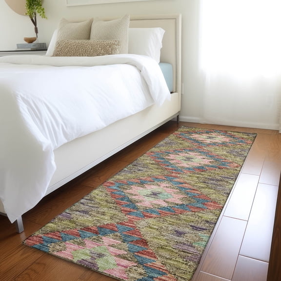 Addison Rugs Chantille Indoor/Outdoor Transitional Global Green Washable Runner Rug, 2'3" x 7'6"