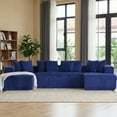 thumbnail image 3 of SEENYOO 130" U-Shaped Modular Sectional Sofa Couch 4-Seater Boneless Corduroy Sofa No Assembly Compressed for Living Room Blue, 3 of 15