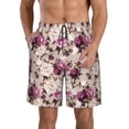 thumbnail image 2 of Uemuo Rose Flowers Pattern Men's Swim Trunks Hawaiian Beach Bathing Suit Swimsuits Beach Quick-Dry Shorts with Pockets-, 2 of 9