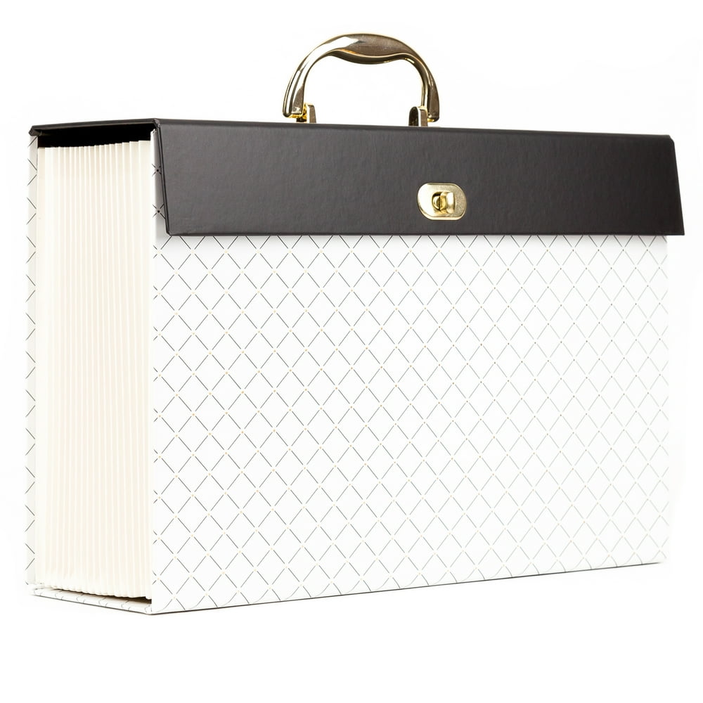 U Brands Modern Noir 19 Pocket Expandable File Folder, Black, 2201U