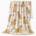 thumbnail image 2 of Golden Retriever Love Watercolor Dog Portrait, Playful Pet Portrait Pattern, Warm Flannel Blanket for Living Room and Bedroom, Dog Lovers Valentine's Day Gift, Pet Lover Home Decor, 2 of 9