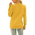 thumbnail image 4 of Aiyino Women's Long Sleeve Knit Cardigan Sweater Basic V Neck Button Down Knitwear Winter Tops,Yellow XL, 4 of 5
