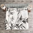 thumbnail image 3 of Ambesonne Asian Themed Quilted Bedspread Set 3 Pcs, Traditional Leaves, Queen Size, White and Grey, 3 of 3
