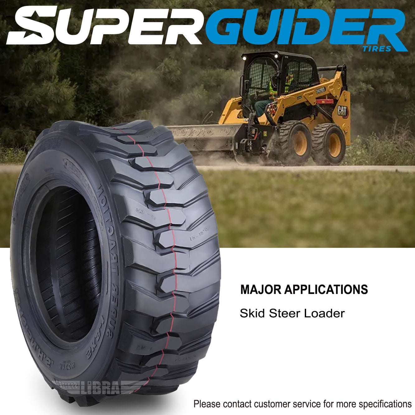 One New Super Guider Heavy Duty 12-16.5/12PR SKS1 Skid Steer Tire for  Bobcat w/Rim Guard