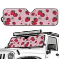 thumbnail image 2 of Yuyamidu Strawberry Windshield Sun Shade, Cute Pink Shade Heat Shield Compatible with JK JKU TJ 2 Door / 4 Door 52.95 x 16.14 in, 2 of 7