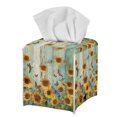 thumbnail image 7 of ZUXONGSY Sunflower Wood Square Tissue Box Cover 2 Piece PU Leather Tissue Cube Box Cover Full Coverage Design Tissue Box Cover Case Decorative Holder Organizer Washroom Decor, 7 of 7