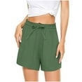 thumbnail image 2 of Zpanxa Womens Shorts Clearance, Summer Fashion Casual Elastic Waist Line Shorts, Bandage Lounge Shorts Pants with Pocket Green L, 2 of 6