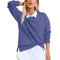 thumbnail image 5 of Annhoo Oversized Sweatshirt for Women Fall Baggy Solid Long Sleeve Crewneck Tops Ladies Side Slit Pullover Shirts, 5 of 9