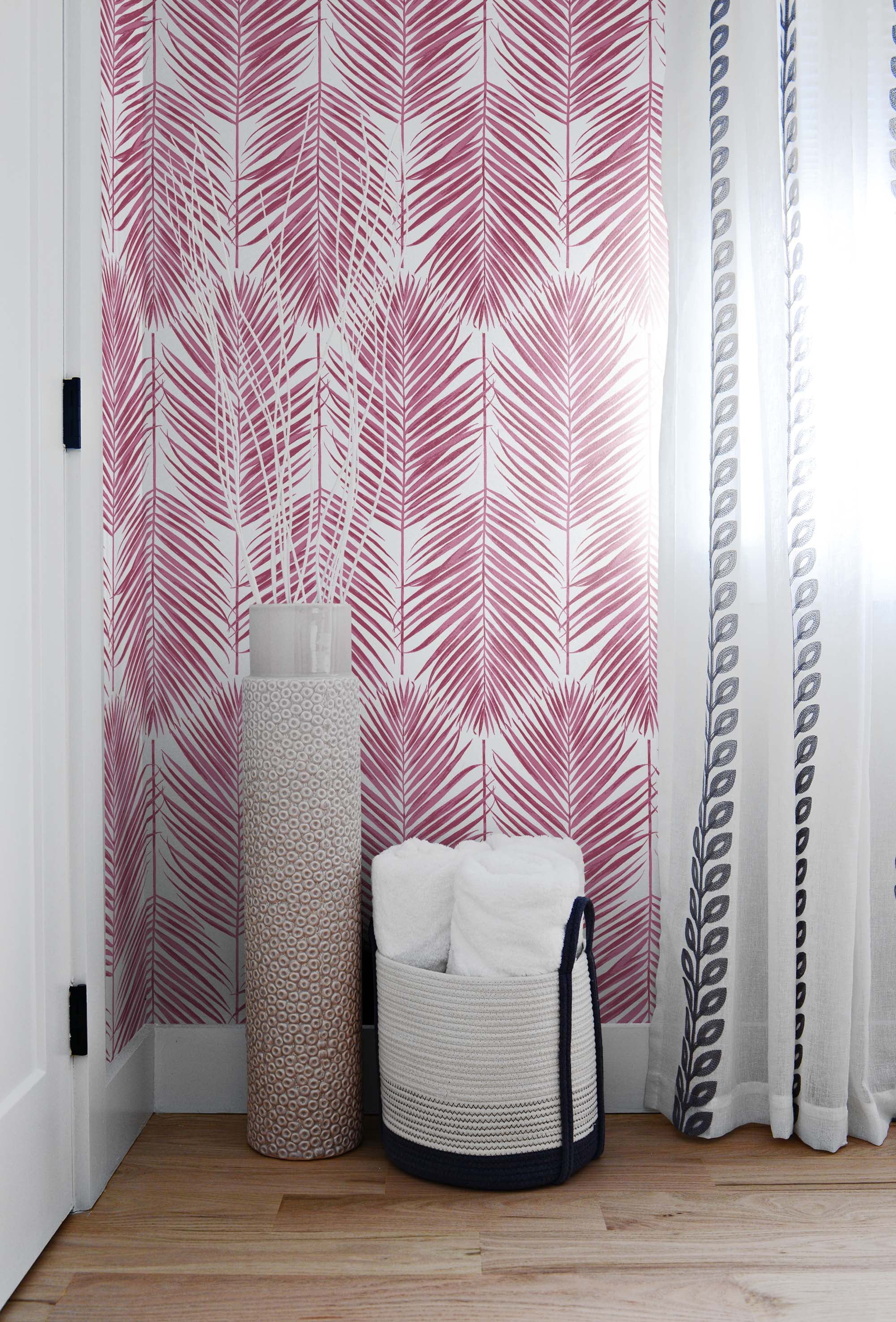 NextWall Cerise Pink Paradise Palm Peel and Stick Wallpaper